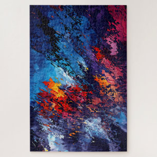 Quebra-cabeça Blue Ember Blue Red Contemporâneo Abstrato Art