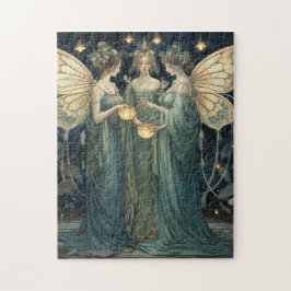 Quebra-cabeça Blue Fantasy Fairy Art Nouveau