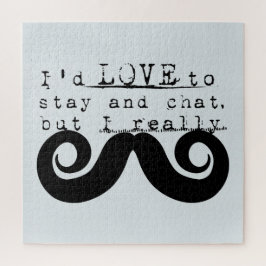 Quebra-cabeça Blue Grey Black Funny Humor I Mustache