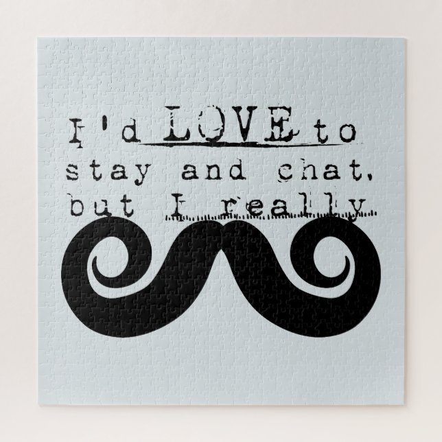 Quebra-cabeça Blue Grey Black Funny Humor I Mustache (Vertical)