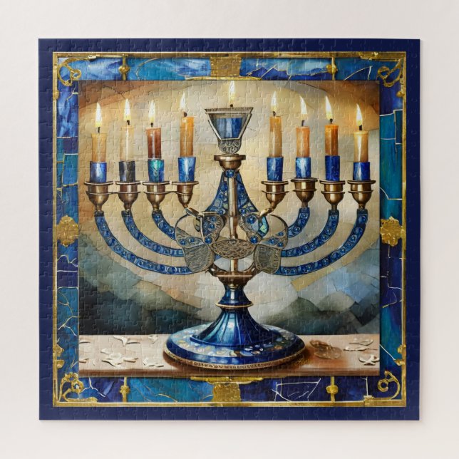 Quebra-cabeça Blue Hanukkah Menorah (Vertical)