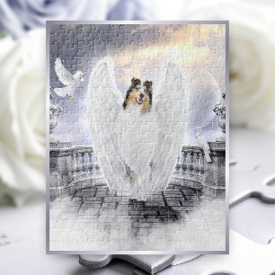 Quebra-cabeça Blue Merle Collie Guardian Angel in Dog Heaven -