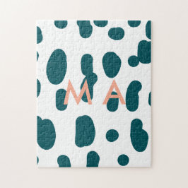 Quebra-cabeça Blue polkadot orange pastel monogram man letter pa
