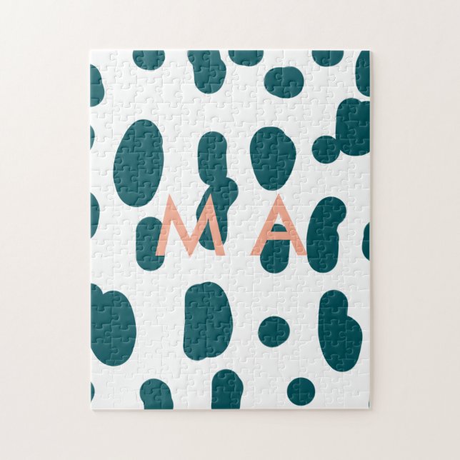 Quebra-cabeça Blue polkadot orange pastel monogram man letter pa (Vertical)