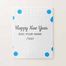Quebra-cabeça Blue polkadots happy new year add name messasimple