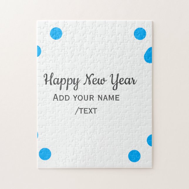 Quebra-cabeça Blue polkadots happy new year add name messasimple (Vertical)