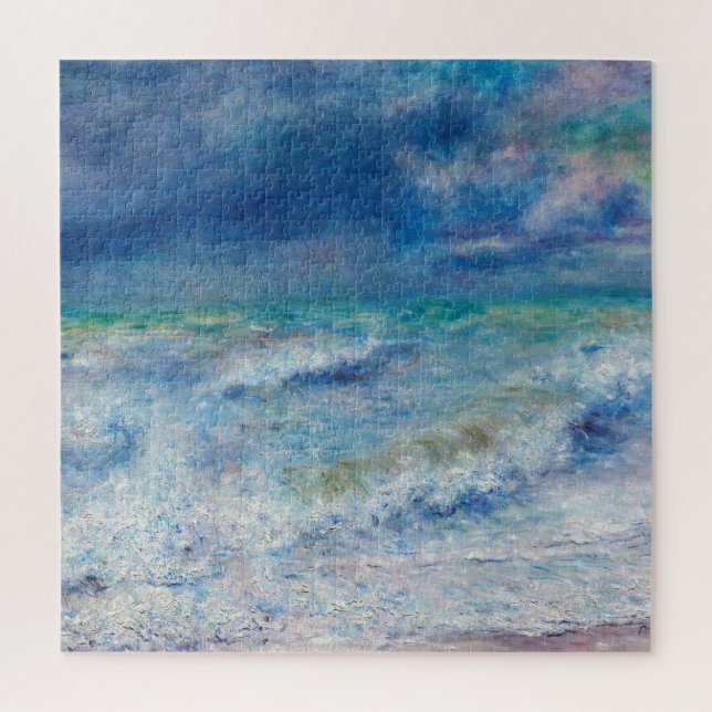 Quebra-cabeça Blue Seascape by Renoir Impressionist Painting (Vertical)