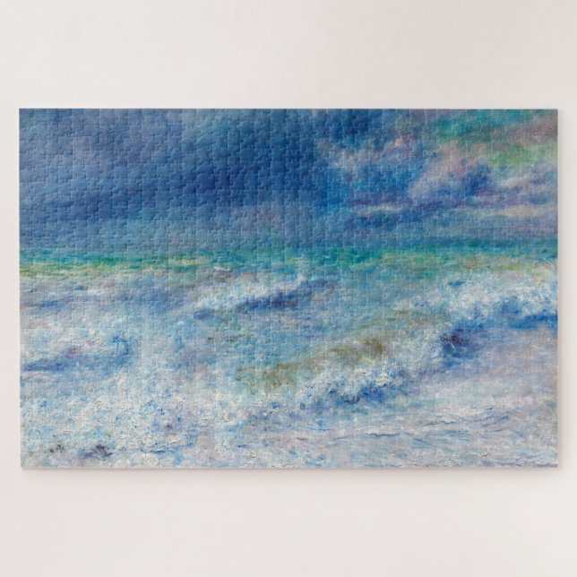 Quebra-cabeça Blue Seascape by Renoir Impressionist Painting (Horizontal)