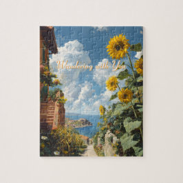 Quebra-cabeça Blue sky and Sunflowers Path to the Sea Art
