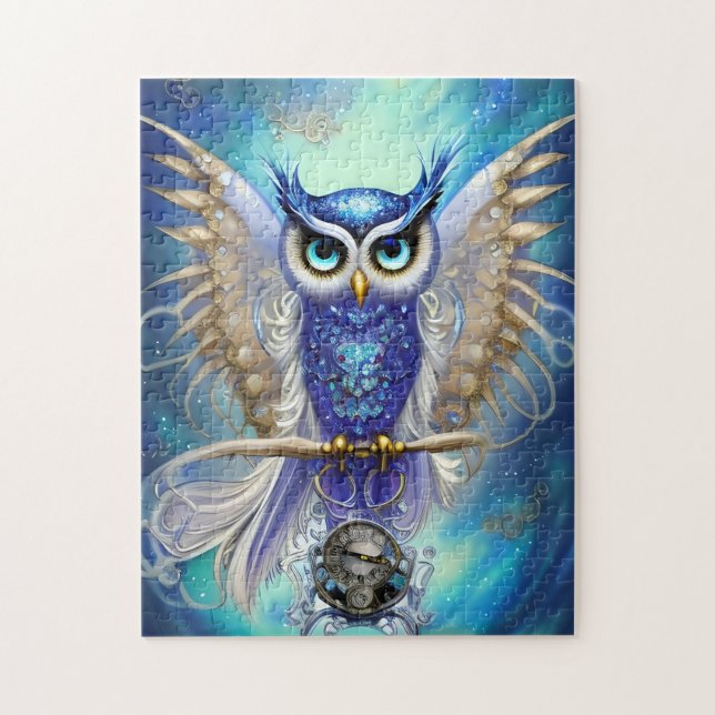 Quebra-cabeça Blue Steampunk Owl (Vertical)