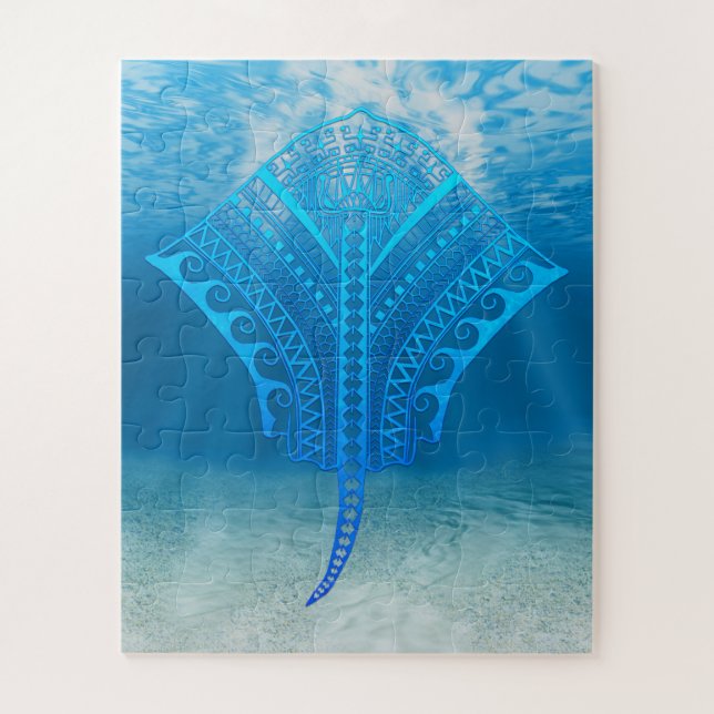 Quebra-cabeça Blue Tribal Stingray (Vertical)