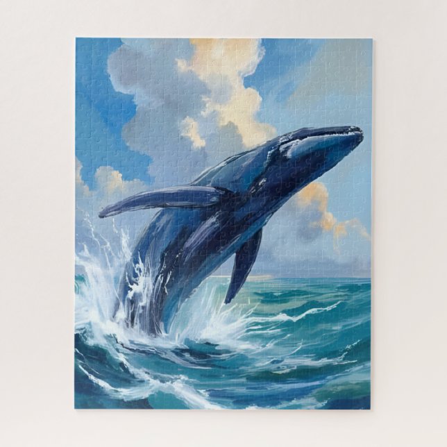Quebra-cabeça Blue Whale Ocean Animal Painting (Vertical)