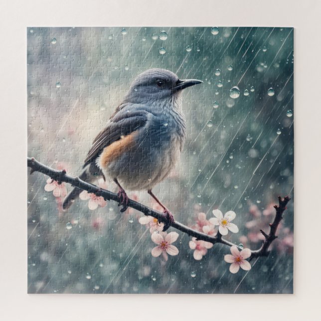 Quebra-cabeça Bluebird Em Uma Janela Chuva (Vertical)