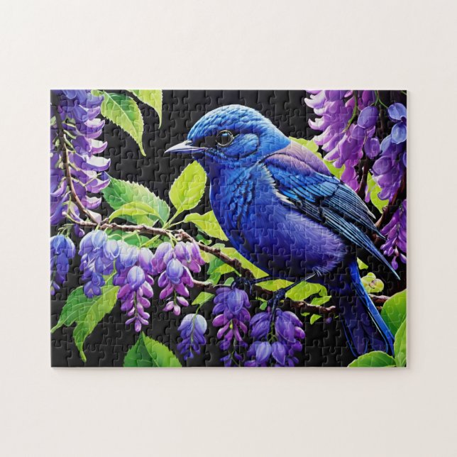 Quebra-cabeça Bluebird na Wisteria (Horizontal)