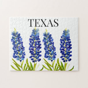 Quebra-cabeça Bluebonnets Texas State Flowers Lupine Watercolor