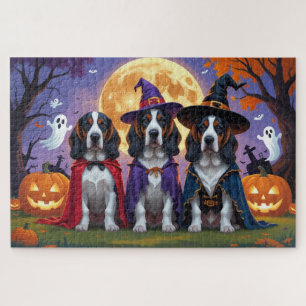 Quebra-cabeça Bluetick Coonhound Dogs Pumpkin Halloween Engraçad