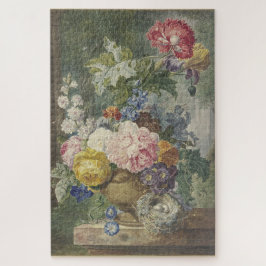 Quebra-cabeça Blumenstrauß em einer Vase mit Vogelnest