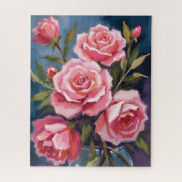 Quebra-cabeça Blush Pink Rose Bouquet Painted