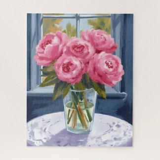 Quebra-cabeça Blushing Peony Bouquet | Pink Flower Painting