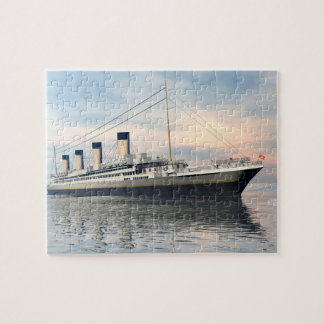 Quebra-cabeça boat_titanic_close_water_waves_sunset_pink_standar