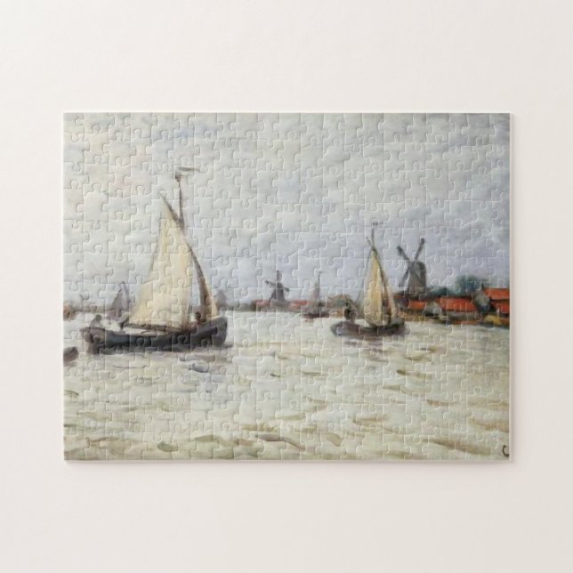 Quebra-cabeça Boats na Holanda perto da Arte Bela Zaandam Monet (Horizontal)