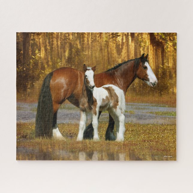Quebra-cabeça Bob Langrish | Gypsy Vanner Mare and Foal Fantasy (Horizontal)