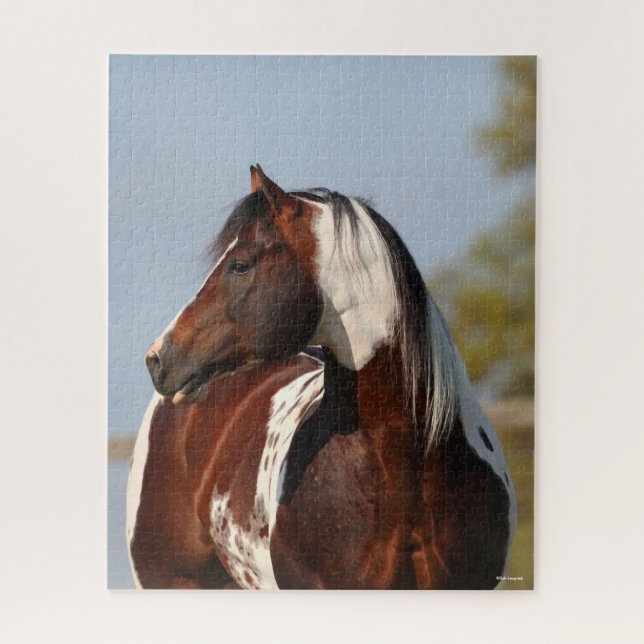 Quebra-cabeça Bob Langrish | Tobiano Paint Stallion Headshot (Vertical)