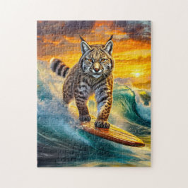 Quebra-cabeça Bobcat Surfing Alaska Design Por Rich AMeN Gill