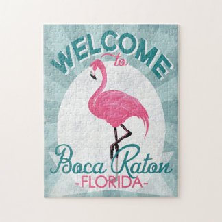 Quebra-cabeça Boca Raton Florida Pink Flamingo Retro