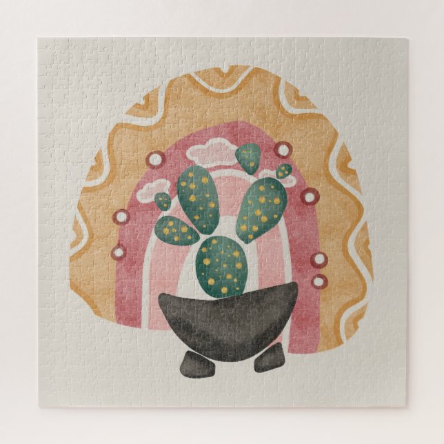 Quebra-cabeça Boho Cactus Rainbow: Vibes Vibrantes Do Deserto (Vertical)