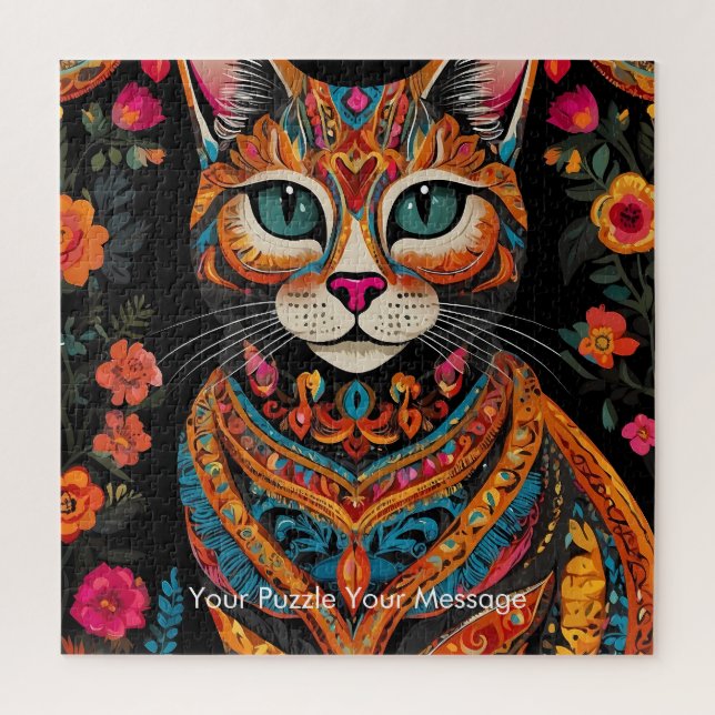 Quebra-cabeça Boho Feline Mandala (Vertical)