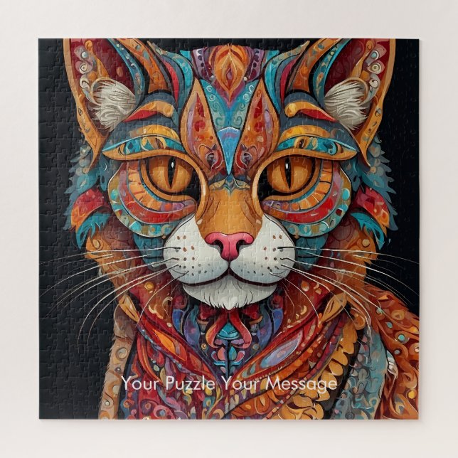 Quebra-cabeça Boho Feline Mandala (Vertical)