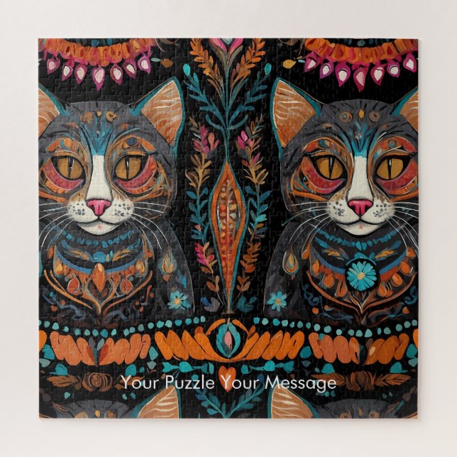 Quebra-cabeça Boho Feline Mandala (Vertical)
