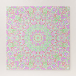 Quebra-cabeça Boho Hippie Eclectic Funky Colorido Pastel Mandala