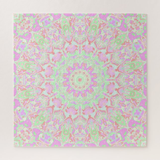 Quebra-cabeça Boho Hippie Eclectic Funky Colorido Pastel Mandala (Vertical)