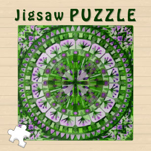 Quebra-cabeça Boho Mosaico - Azulejo Verde -