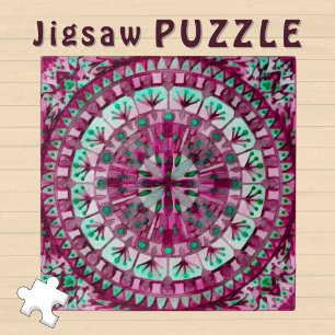 Quebra-cabeça Boho Mosaico - Berry Rosa Azulejo -