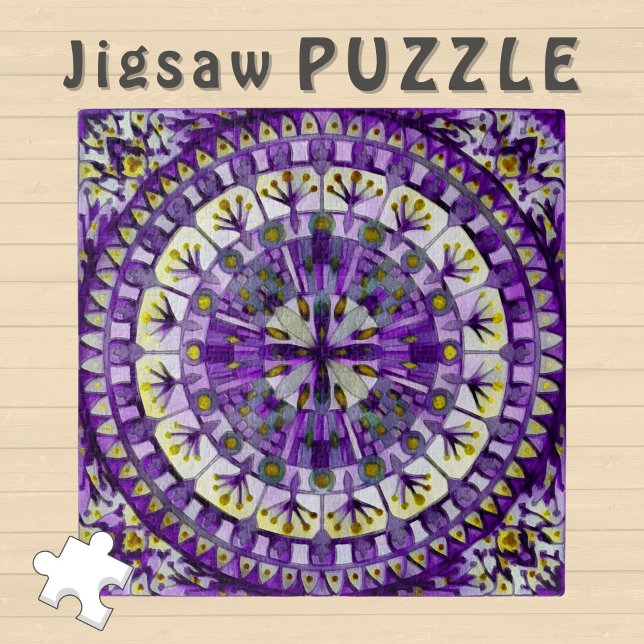 Quebra-cabeça Boho Mosaico Mandala Azulejo Violet Flame - (Criador carregado)