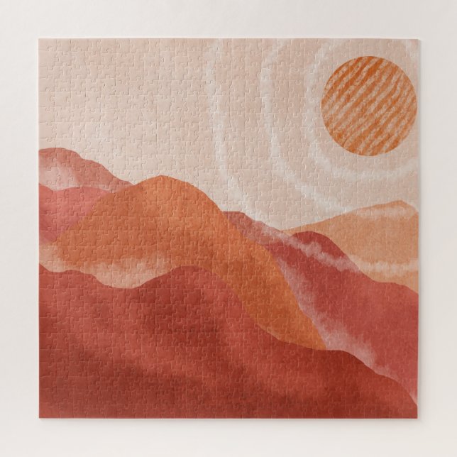 Quebra-cabeça Boho terracotta, abstrato poster. (Vertical)