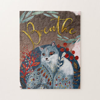 Quebra-cabeça Boho Vintage Cat - Lembre-se de respirar