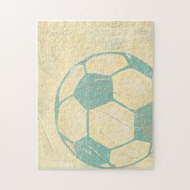 Quebra-cabeça Bola de Futebol Azul Pastel de Chariklia Zarris (Vertical)