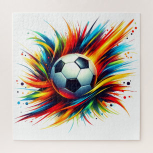 Quebra-cabeça Bola de Futebol Splash Futurista Abstrato