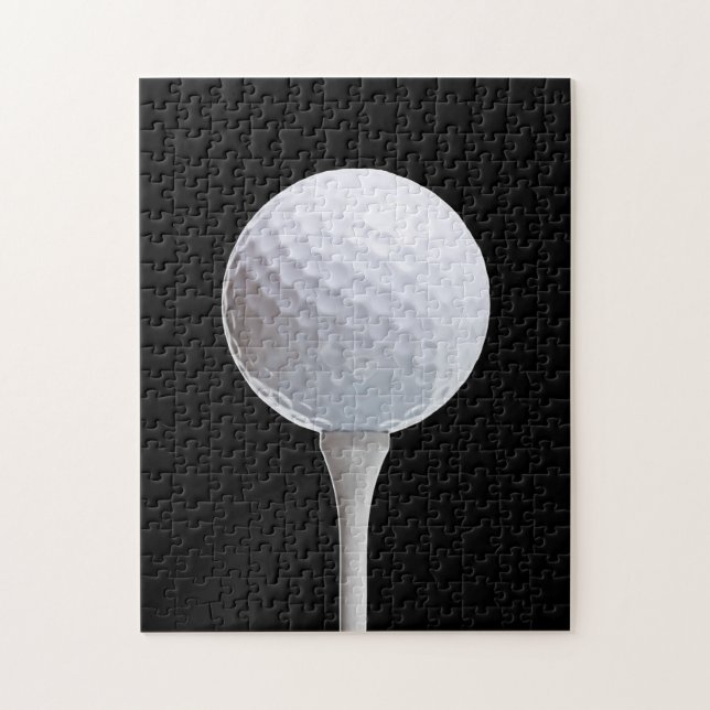 Quebra-cabeça Bola de golfe & T no preto - modelo personalizado (Vertical)