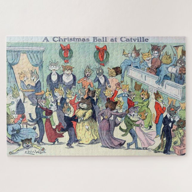 Quebra-cabeça Bola de Natal em Catville, Louis Wain (Horizontal)
