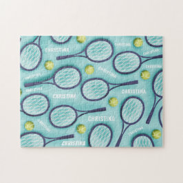 Quebra-cabeça Bola de tênis Racket e Crianças: Patterno Cute Spo