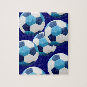Quebra-cabeça Bolas Azuis de Futebol, Design de Gráfico de Futeb
