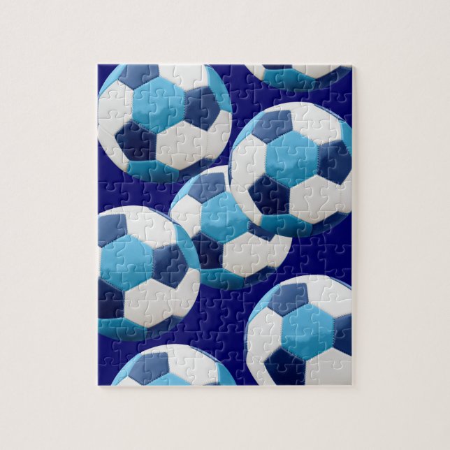 Quebra-cabeça Bolas Azuis de Futebol, Design de Gráfico de Futeb (Vertical)