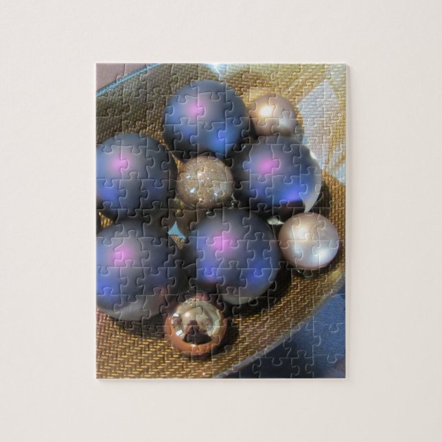 Quebra-cabeça Bolas de Vidro Elegantes em uma Travessa de Ouro (Vertical)