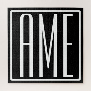 Quebra-cabeça Bold Modern 3 Iniciais Monograma Branco A Preto