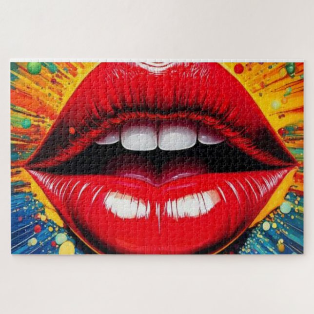 Quebra-cabeça Bold Pop Art Lips Canvas (Horizontal)
